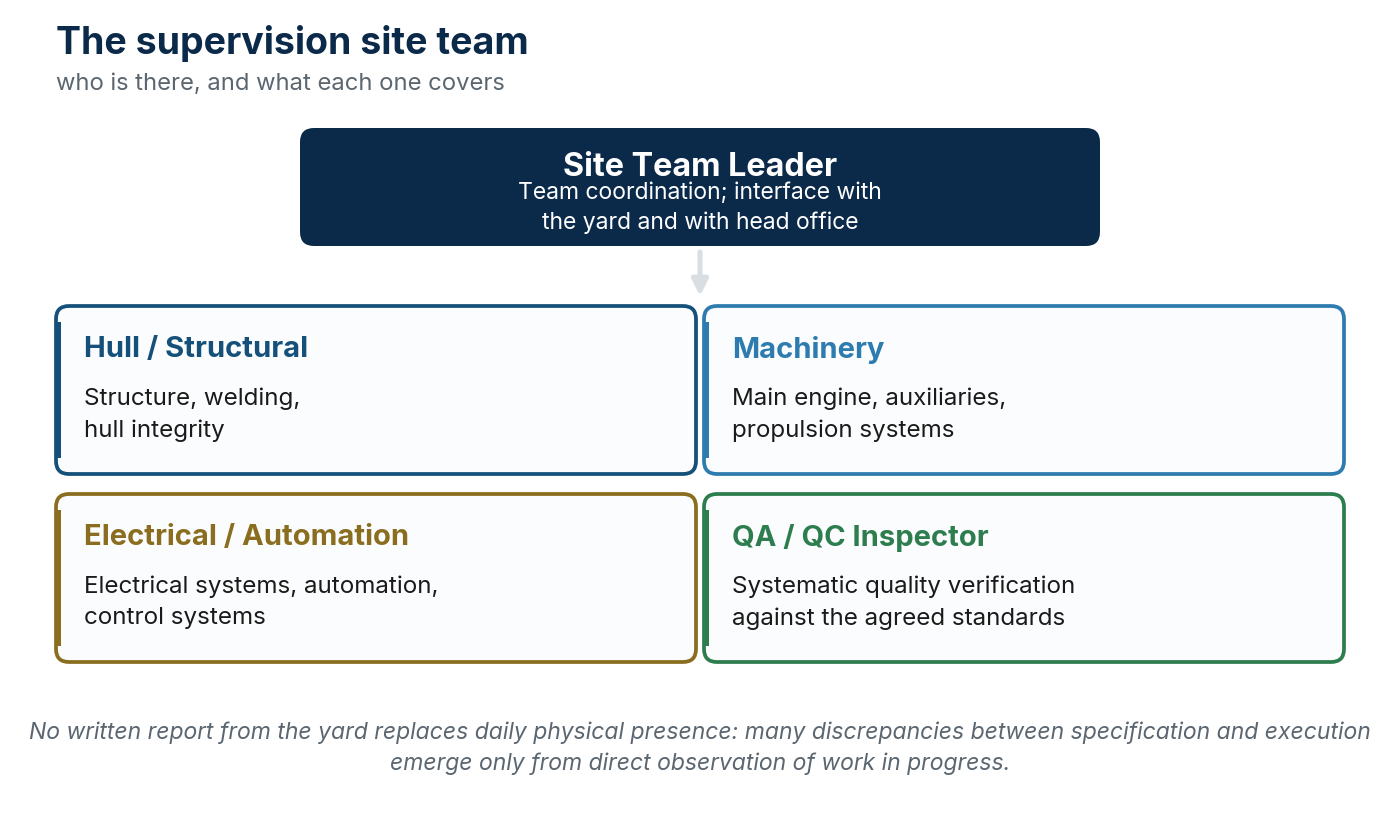 The supervision site team: who is there and what each one covers.